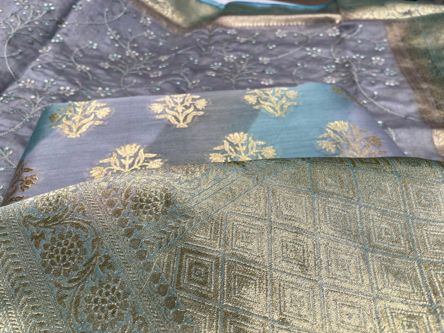 RANGKAT CHANDERI SILK UNSTITCHED SUIT WITH RESHAM EMBROIDERED DUPATTA
