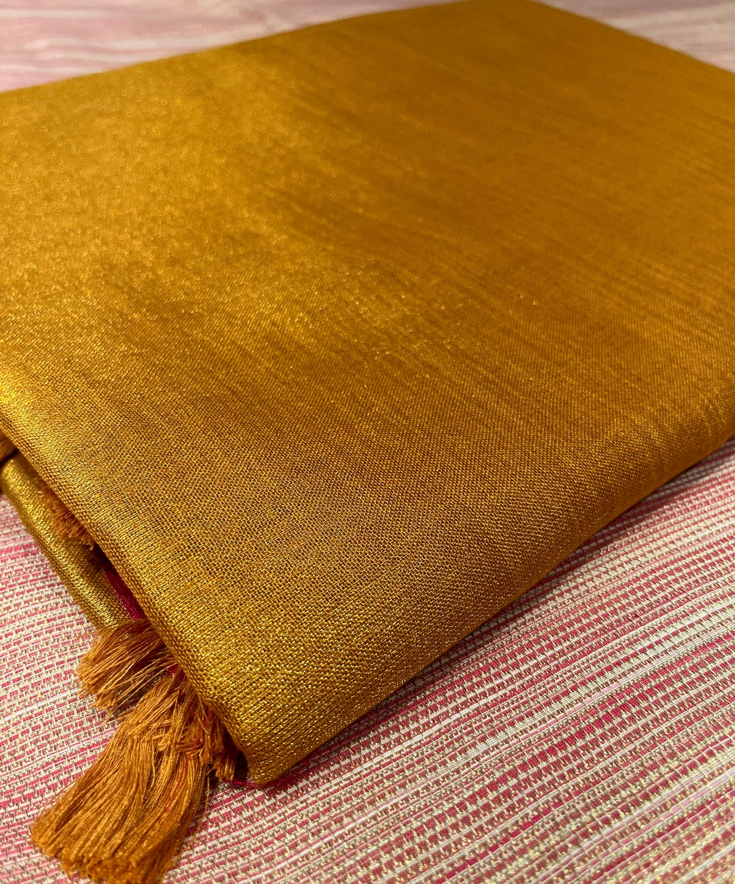 GOLDEN COLOUR COTTON TISSUE GIFT SAREE
