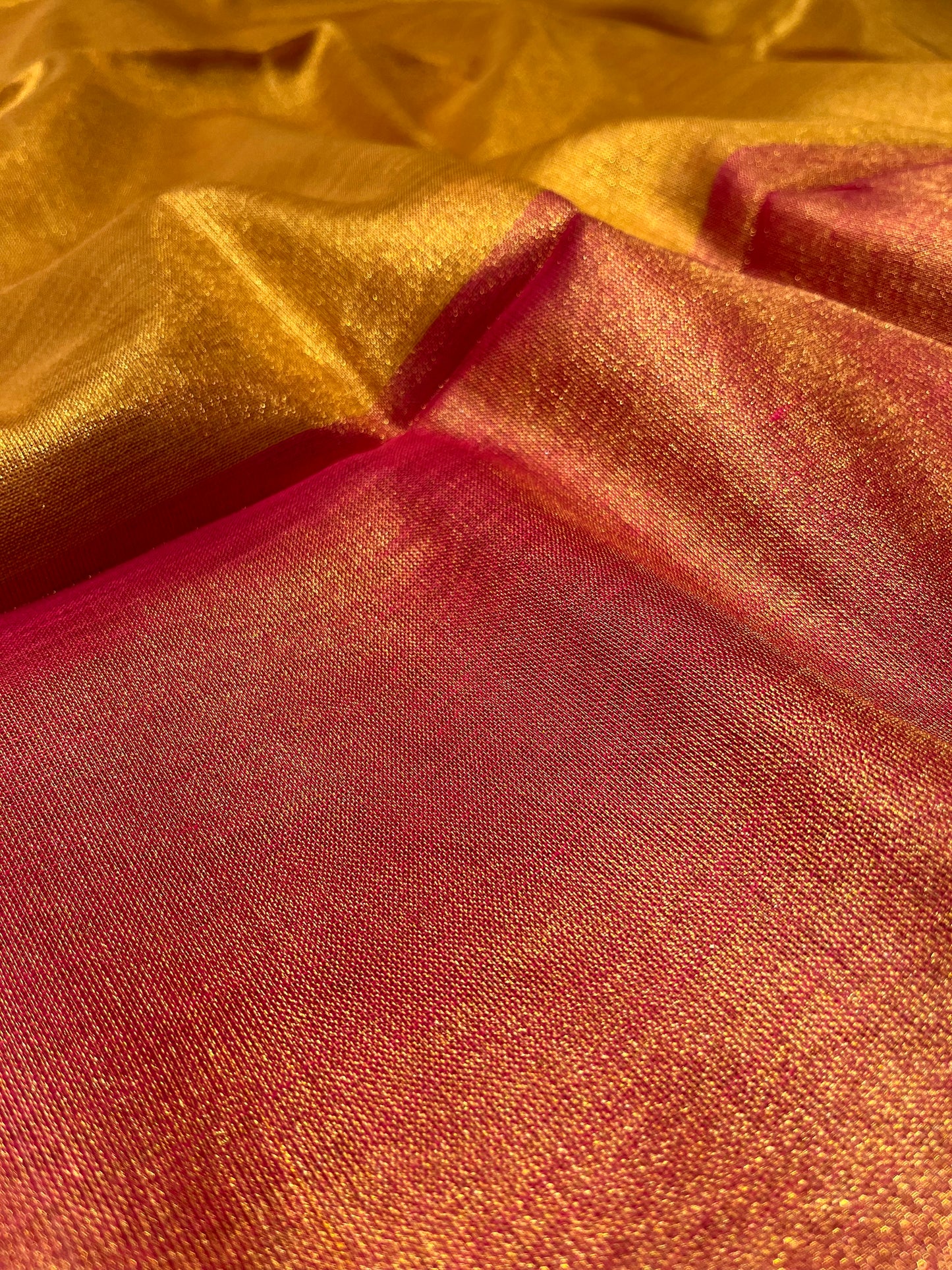 GOLDEN COLOUR COTTON TISSUE GIFT SAREE