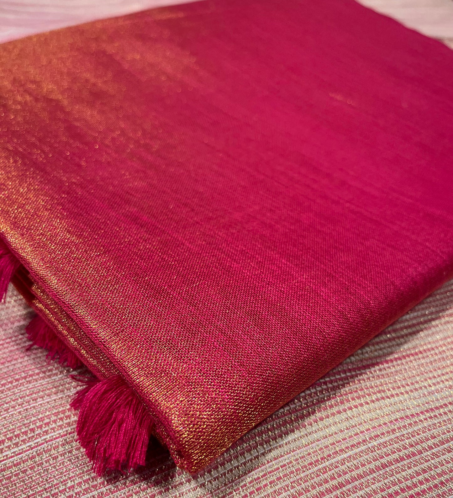 PINK COLOUR COTTON TISSUE GIFT SAREE