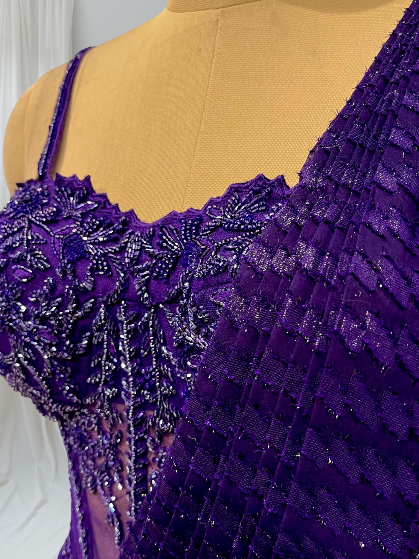 PUPRPLE COLOUR GEORGETTE READYMADE SAREE WITH CORSET- STYLE H HAND EMBROIDERED BLOUSE