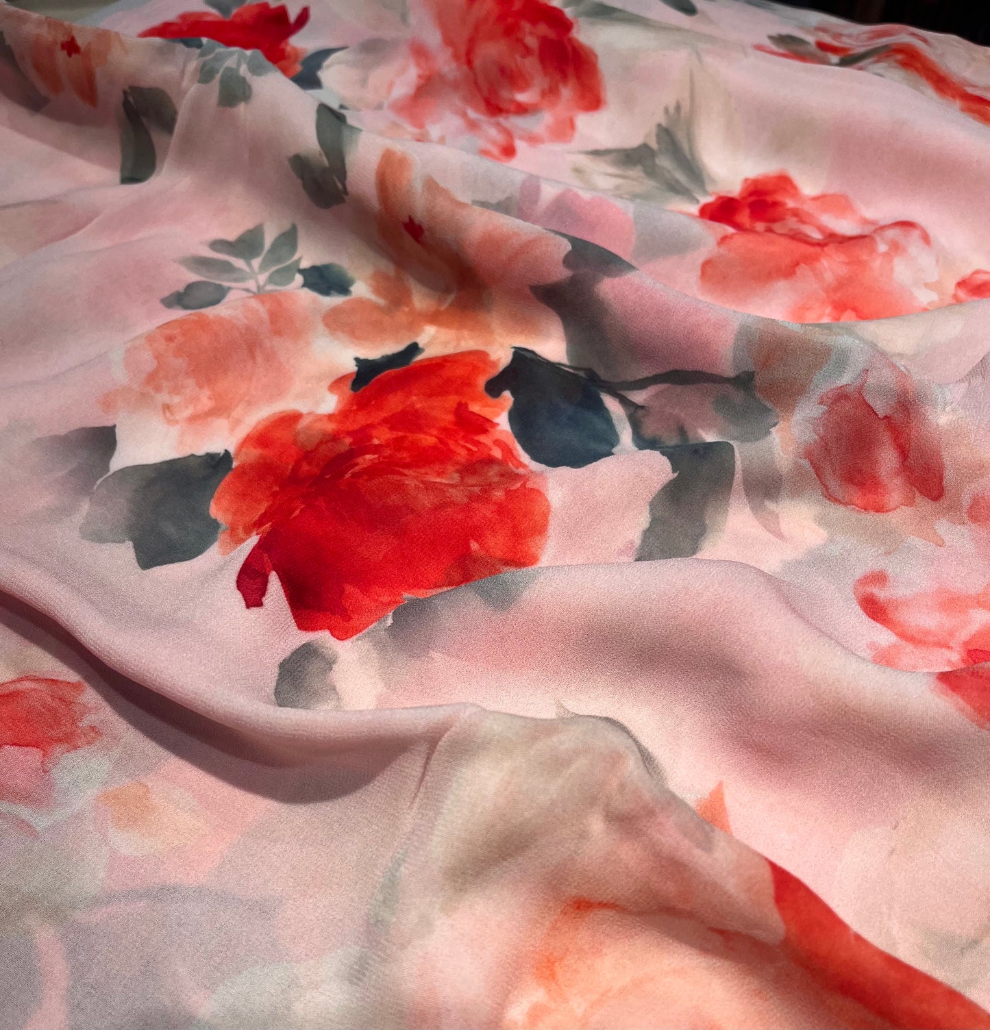 PINK COLOUR PURE GEORGETTE PRINTED SAREE WITH UNSTITCHED BLOUSE ( DELIVERY IN 20-25 DAYS )