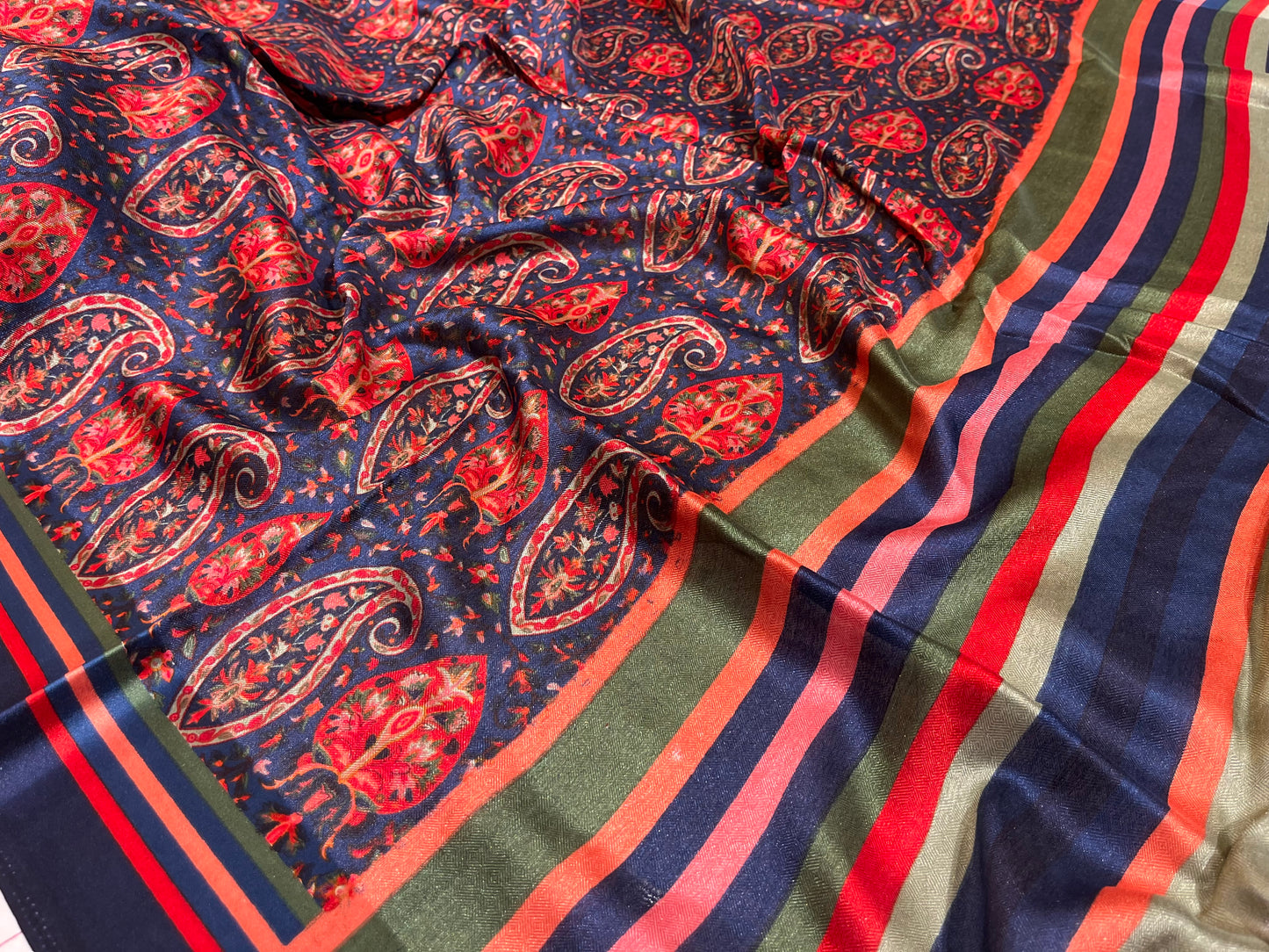 BLUE COLOUR PASHMINA PRINTED SAREE (PASHMINA SAREE ONLINE )