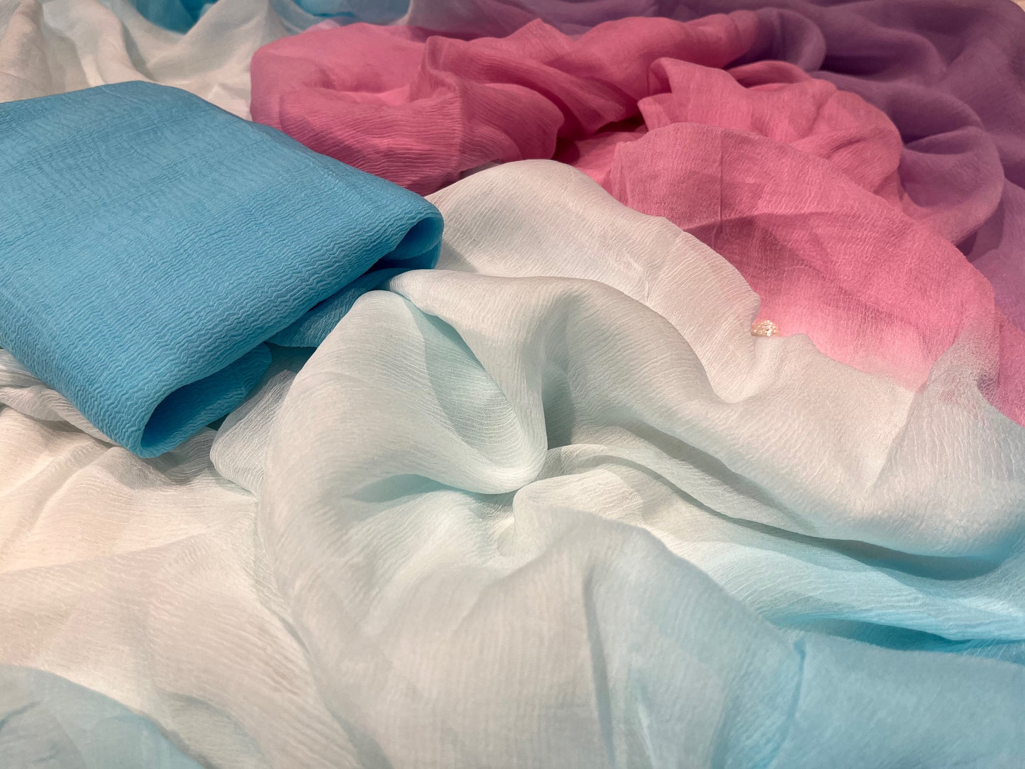 (DELIVERY IN 25 DAYS) OMBRE DYE CHIFFON SHADED SAREE