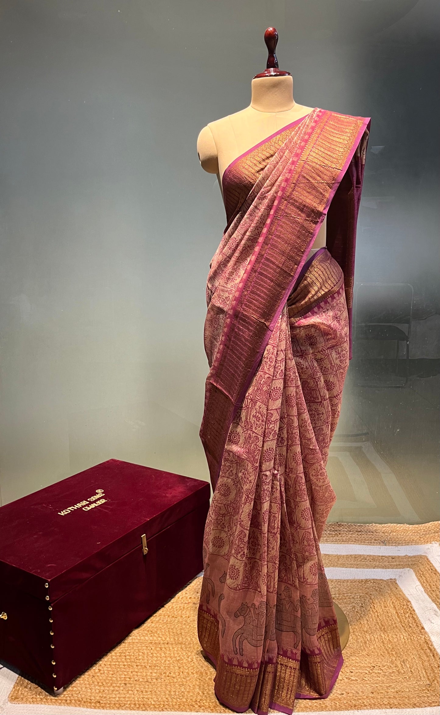 ONION PINK COLOUR COTTON PINK SAREE EMBELLISHED WITH ZARI BORDER