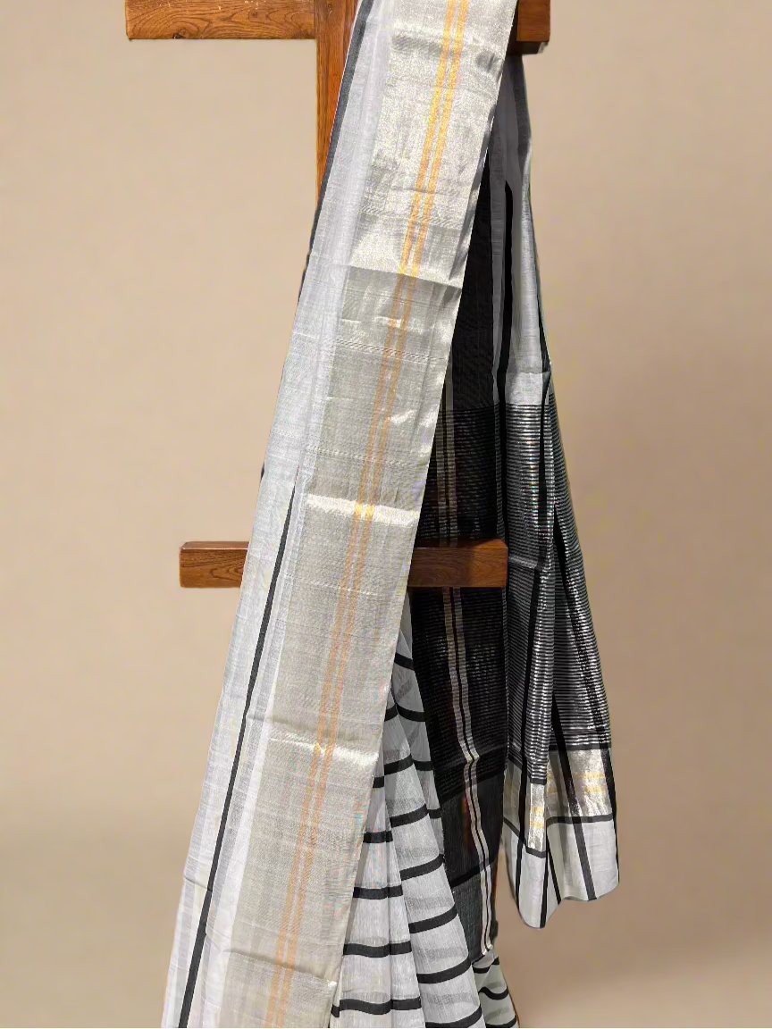 WHITE HANDWOVEN CHANDERI SAREE