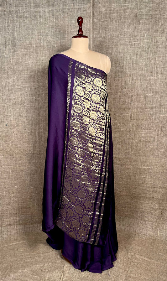 PURPLE COLOUR MODAL SILK ZARI PALLU SAREE ( DELIVERY IN 20 DAYS )