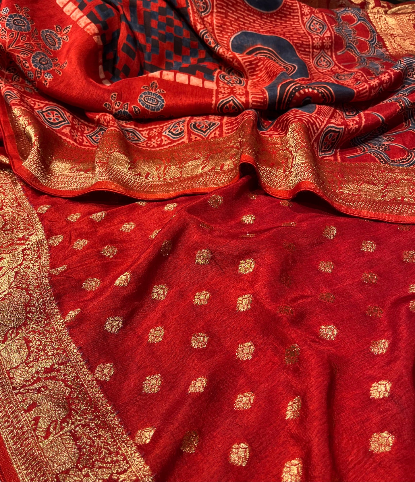RED COLOUR MODAL SILK ZARI BORDER & PALLU SAREE