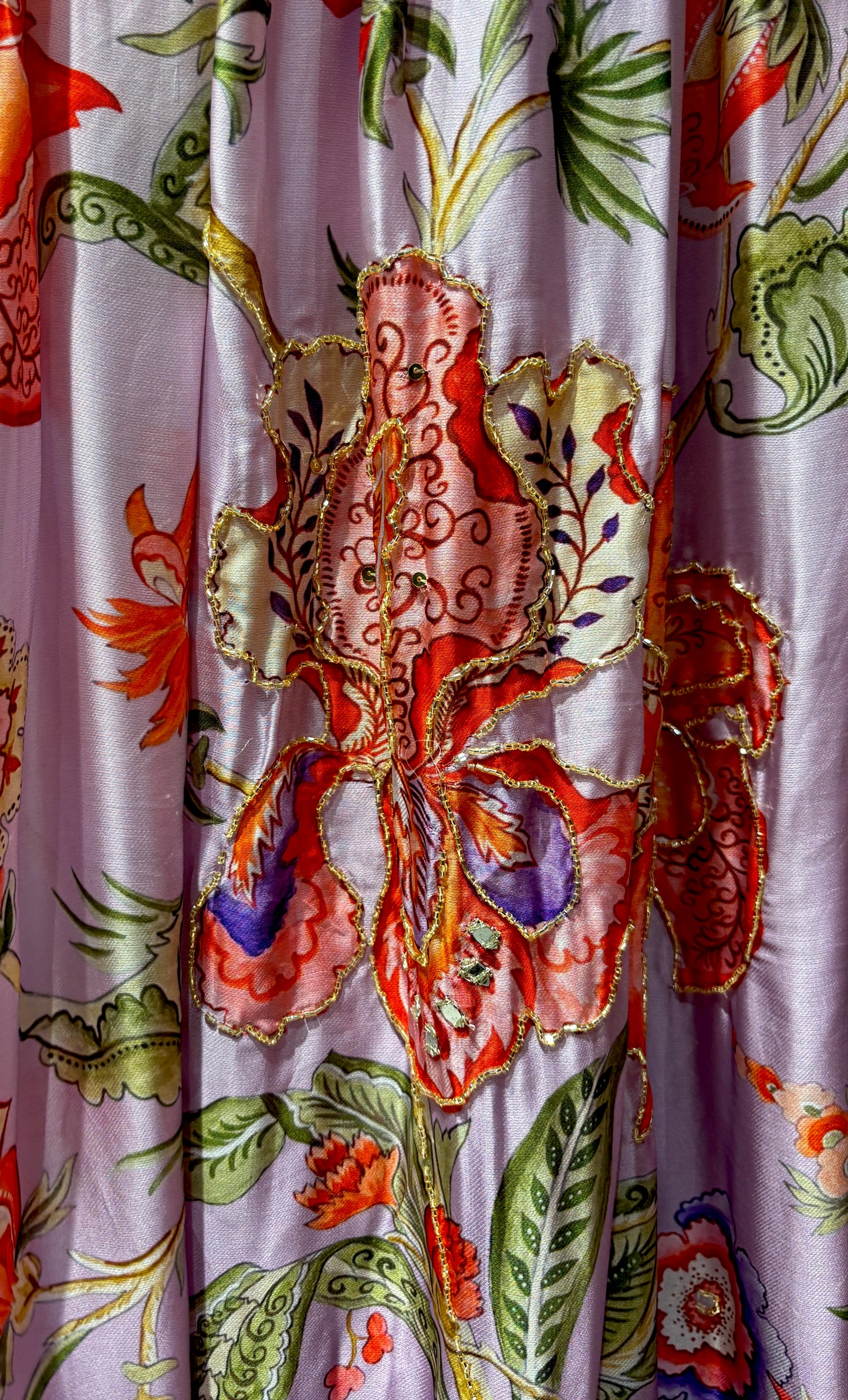 LAVENDER COLOUR PRINTED SILK LEHENGA ( DELIVERY IN 20 DAYS)