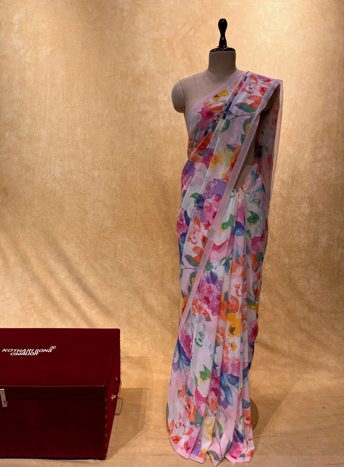 (DELIVERY IN 25 DAYS ) BABY PINK COLOUR PURE GEORGETTE PRINTED SAREE