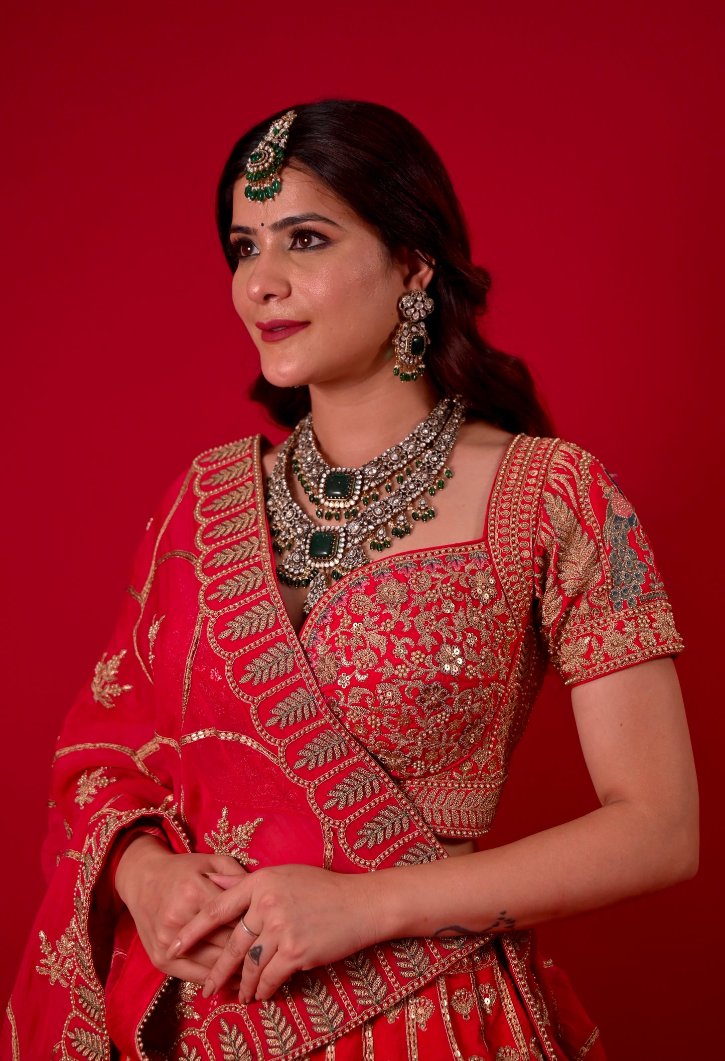 ( DELIVERY IN 50 DAYS ) MAGENTA COLOUR RAW SILK BRIDAL LEHENGA WITH READYMADE BLOUSE & ORGANZA DUPATTA EMBELLISHED WITH ZARI EMBROIDERY