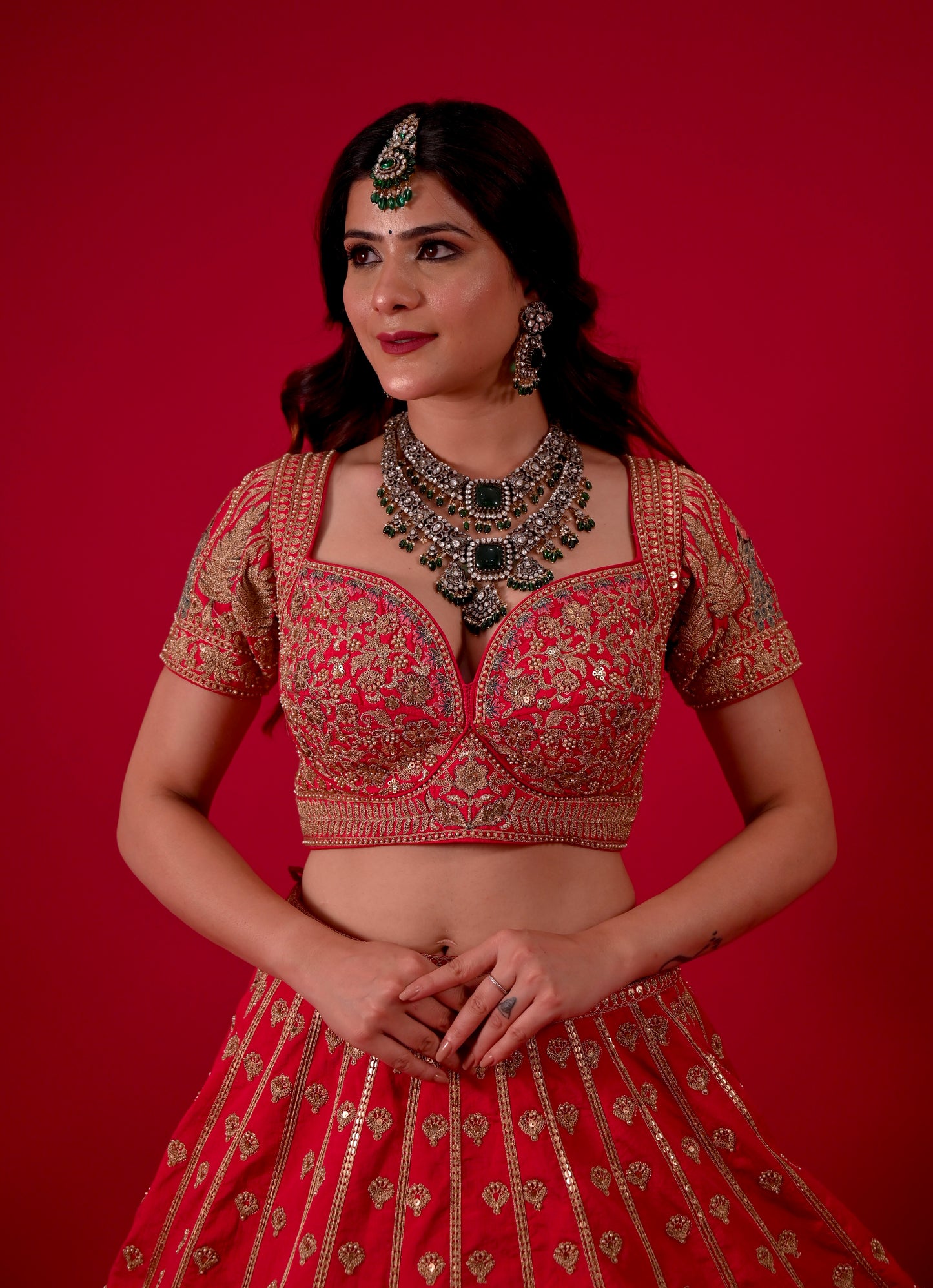 ( DELIVERY IN 50 DAYS ) MAGENTA COLOUR RAW SILK BRIDAL LEHENGA WITH READYMADE BLOUSE & ORGANZA DUPATTA EMBELLISHED WITH ZARI EMBROIDERY