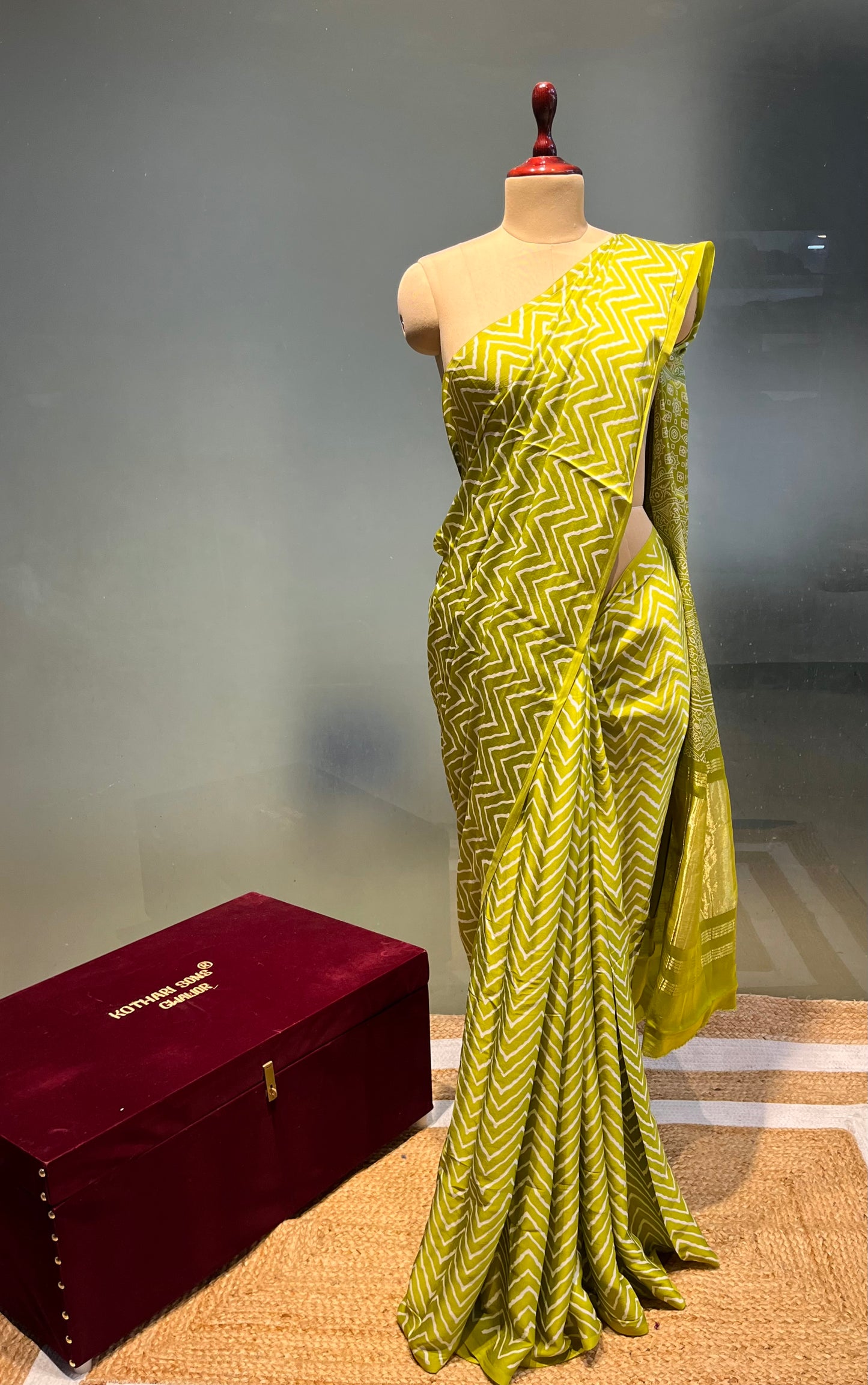 NEON COLOUR MODAL SILK ZIG ZAG PATTERN SAREE