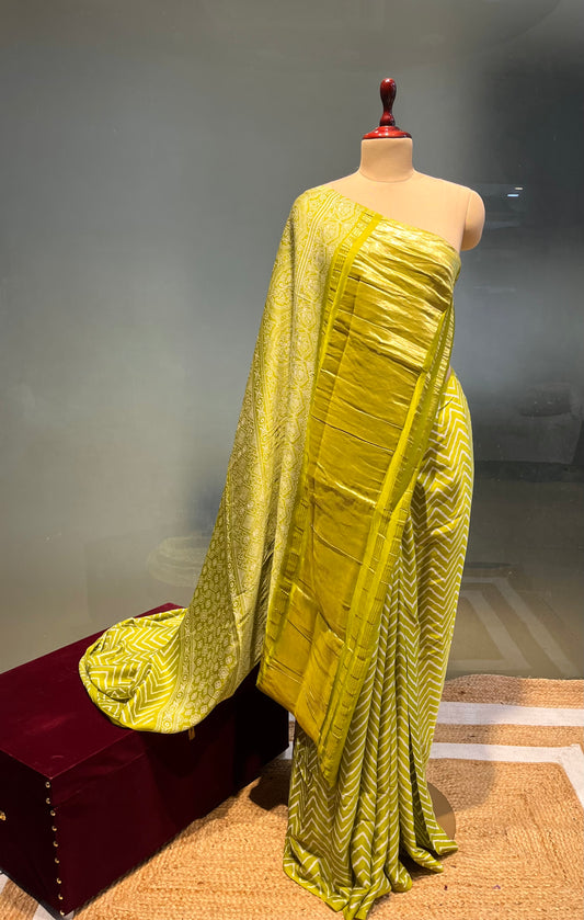 NEON COLOUR MODAL SILK ZIG ZAG PATTERN SAREE