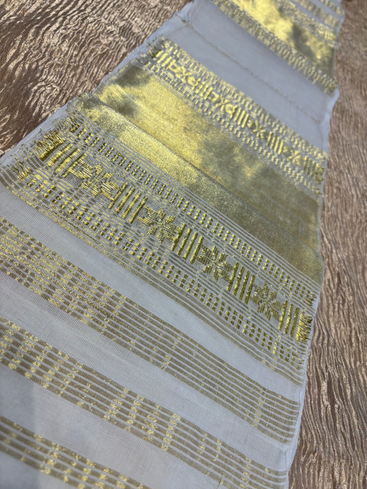 (40 Meters Long) MARATHA HANDLOOM PAGDI -Pure cotton dyeable fabric with two zari turra palla