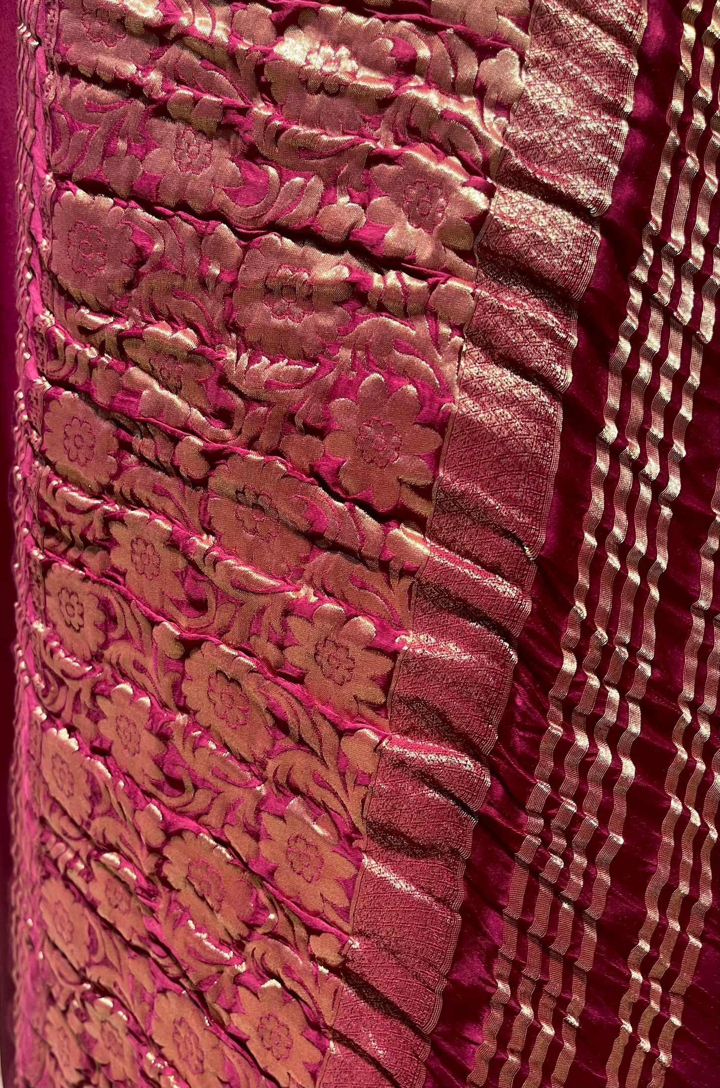 BURGUNDY COLOUR MODAL SILK SATIN SAREE WITH BANARASI PALLA