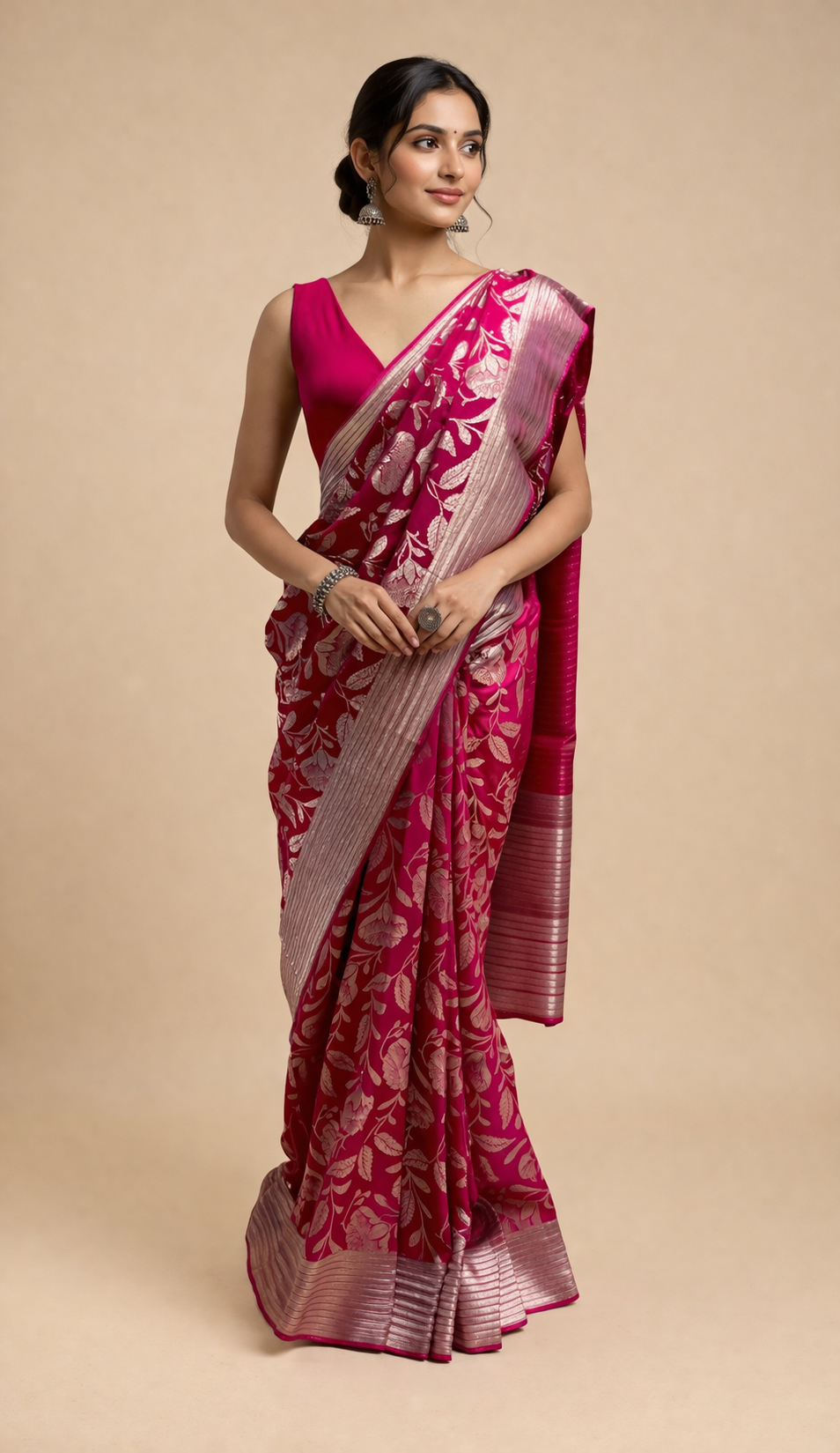 PINK COLOIR GEORGETTE SAREE EMBELLISHED WITH ZARI WEAVES - Kothari Sons
