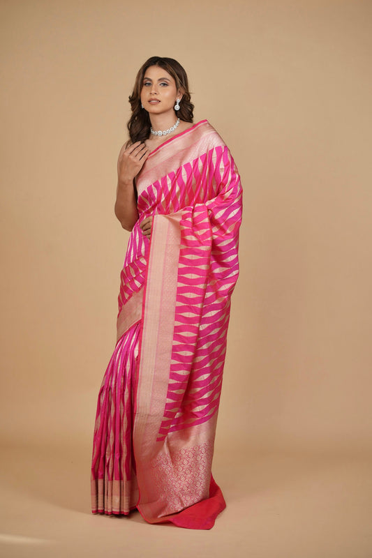 PINK PURE BANARASI SILK KATAN SAREE