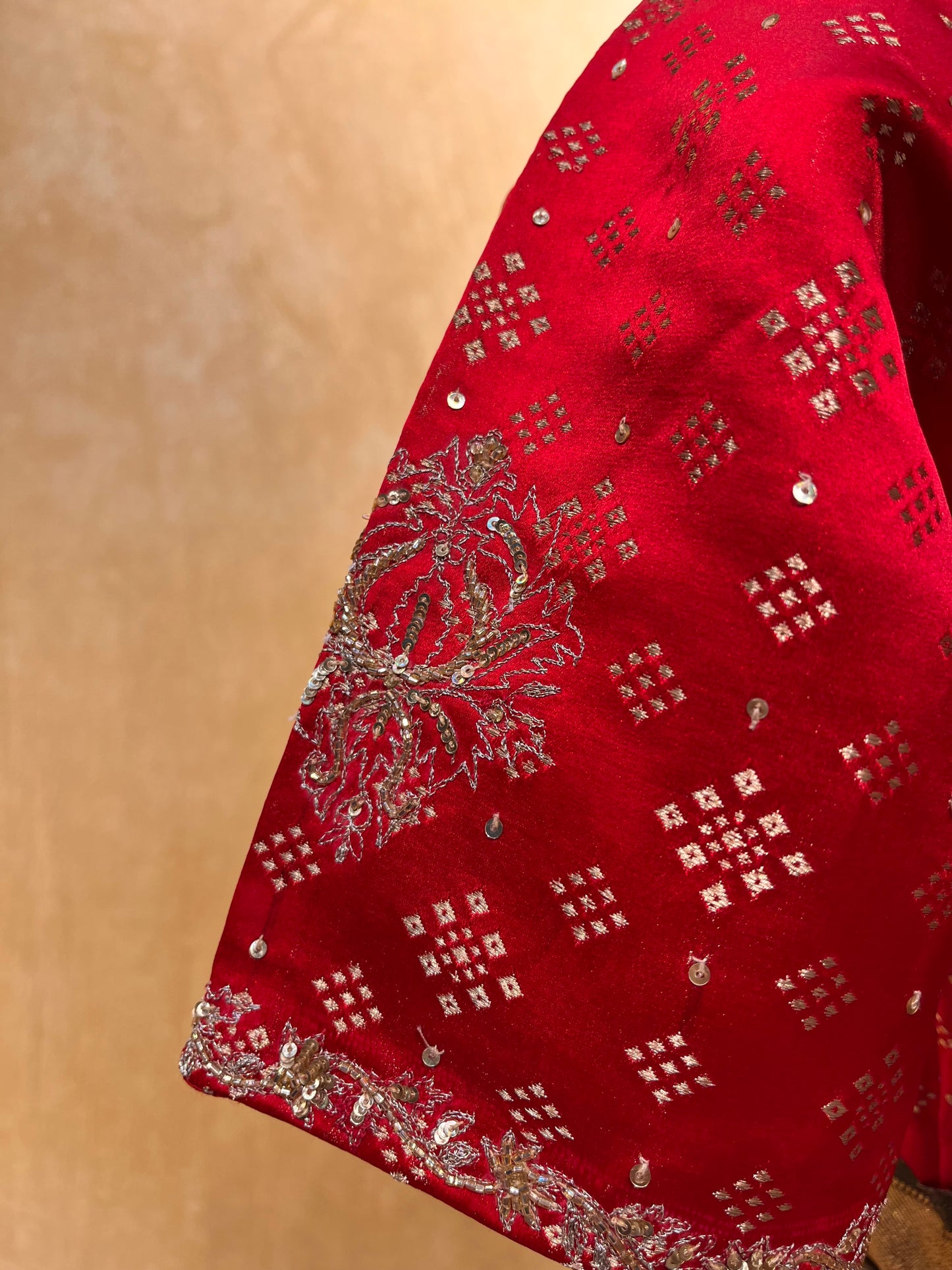 BLACK & RED COLOUR STRIPED COTTON SILK TISSUE READYMADE BLOUSE SAREE EMBELLISHED WITH ZARI WORK