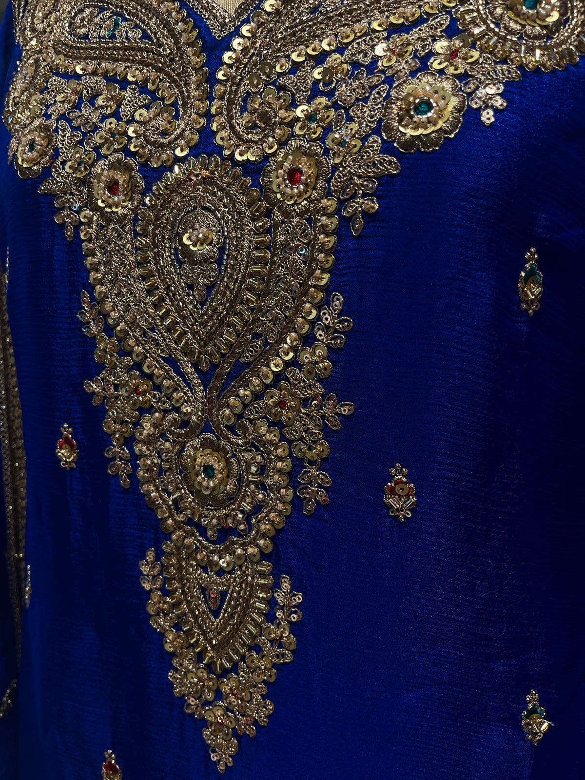 ROYAL BLUE COLOUR SHARARA SUIT SET EMBELLISHED WITH SEQUINS & KASAB EMBROIDERY