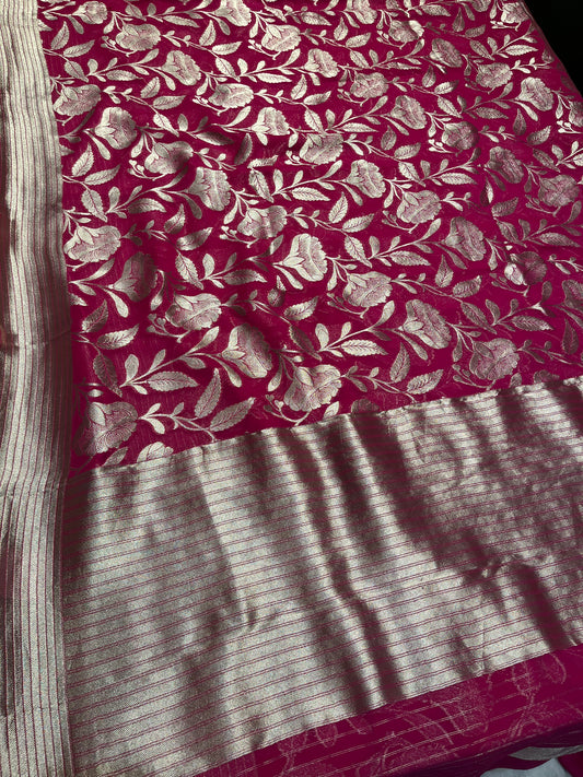PINK COLOIR GEORGETTE SAREE EMBELLISHED WITH ZARI WEAVES - Kothari Sons