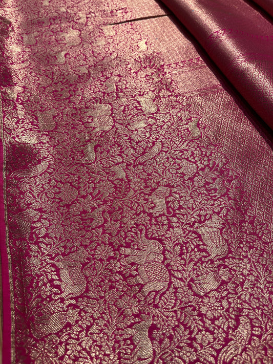 PINK COLOUR PLANT BASED SILK BROCADE SAREE EMBELLISHED WITH ZARI WEAVES - Kothari Sons
