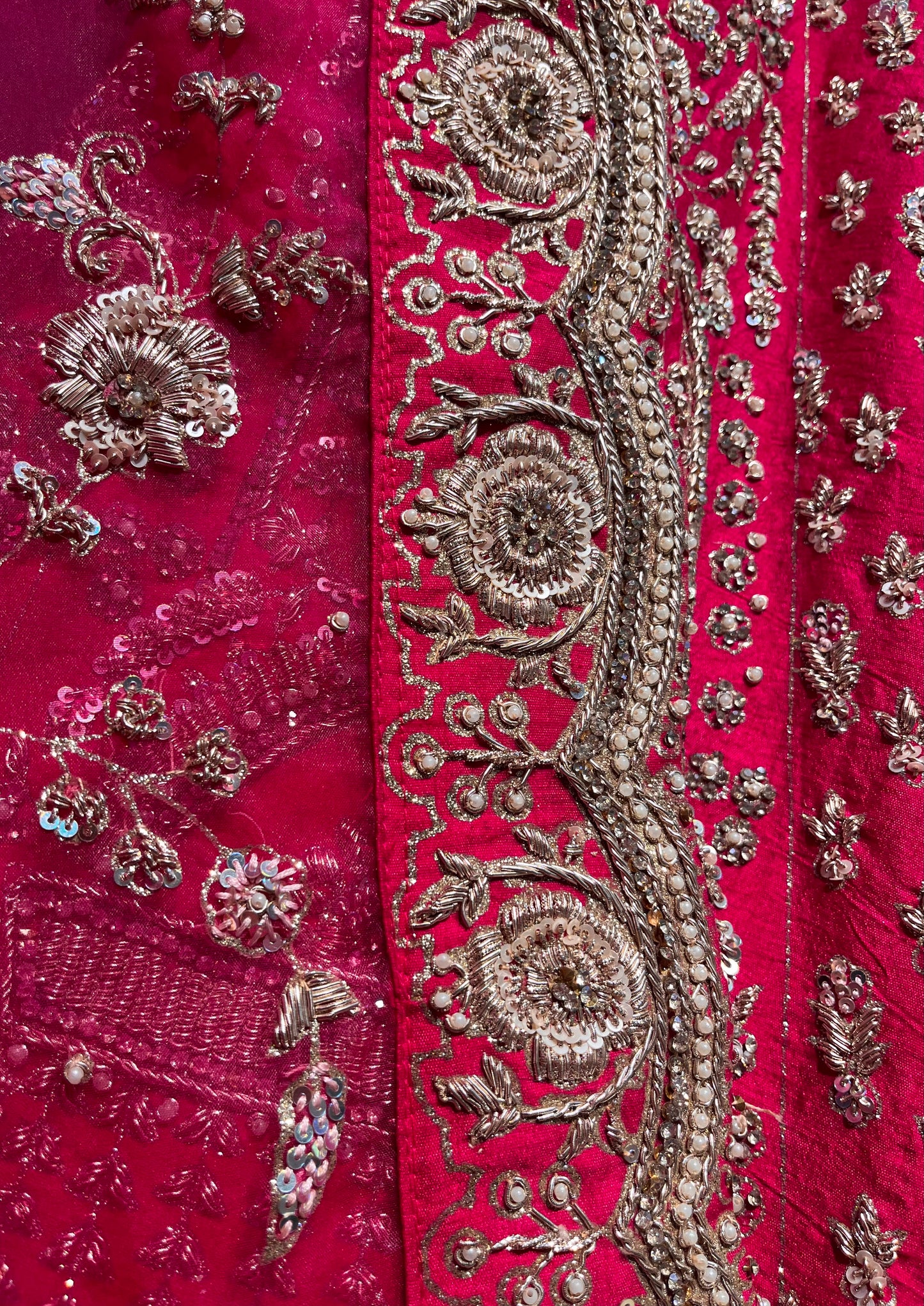 RANI COLOUR BRIDAL HAND EMBROIDERED LEHENGA WITH UNSTITCHED BLOUSE & ORGANZA DUPATTA EMBELLISHED WITH ZARDOZI WORK (Delivere in 30 Days)