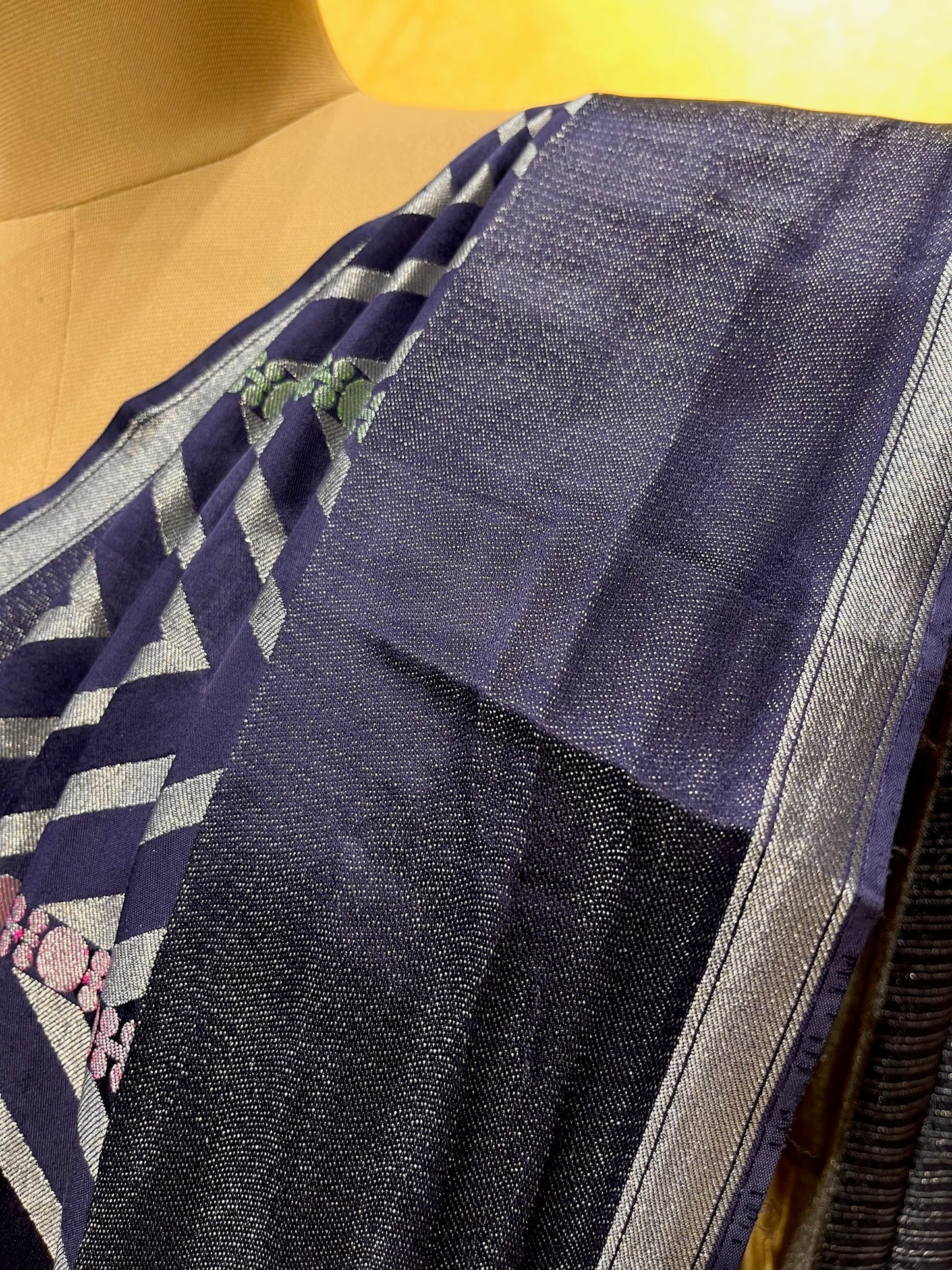 ( DELIVERY IN 25 DAYS ) BLUE COLOUR SATIN SILK SAREE EMBELLISHED WITH ZARI WEAVES