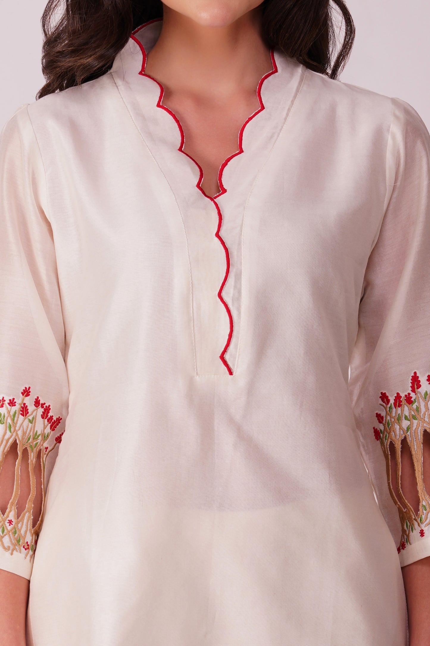 ( DELIVERY IN 25-30 DAYS ) WHITE COLOUR CHANDERI SILK CO-ORDS SET BY SIDDHAIKA