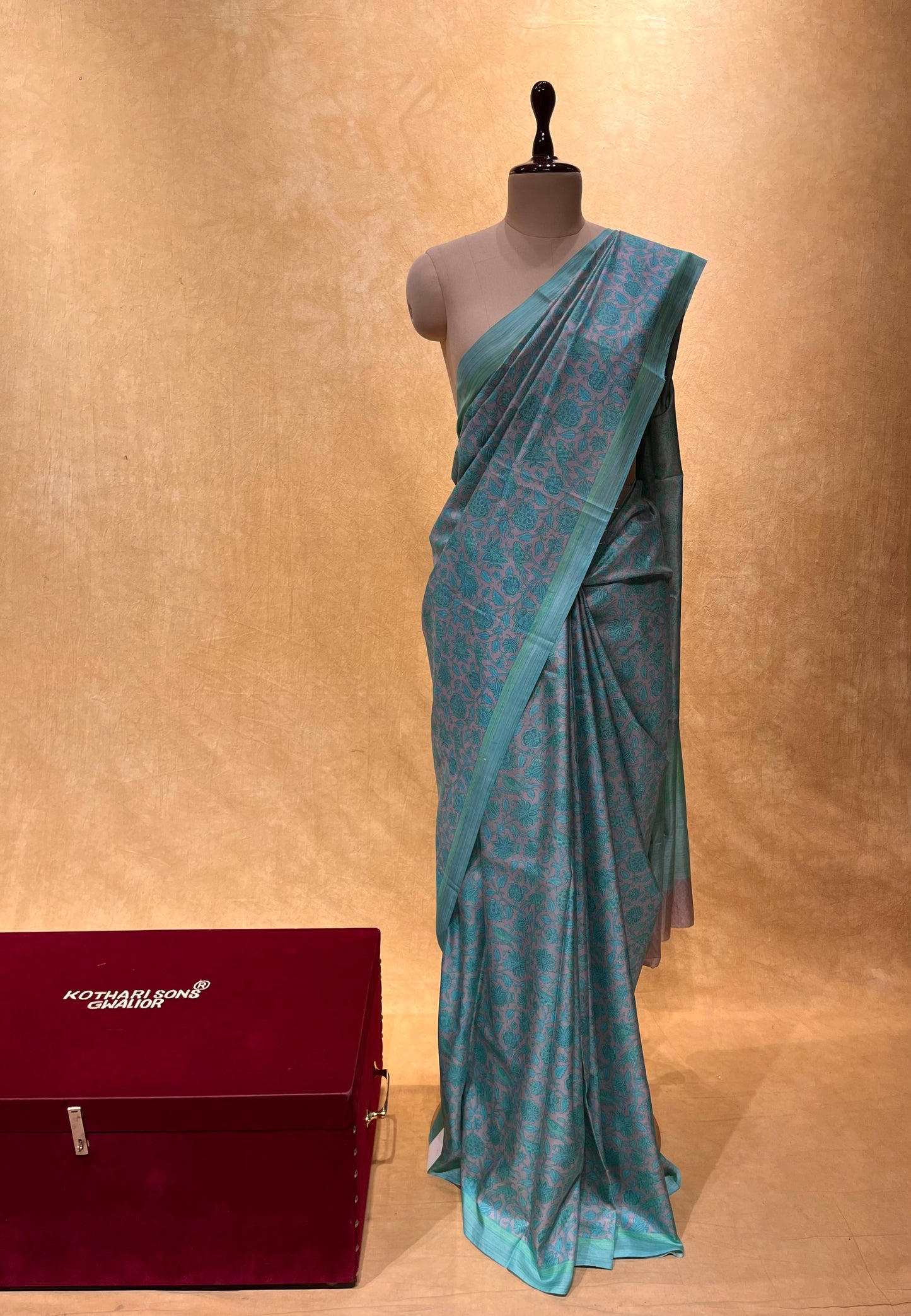 GREY COLOUR SILK PRINTED SAREE