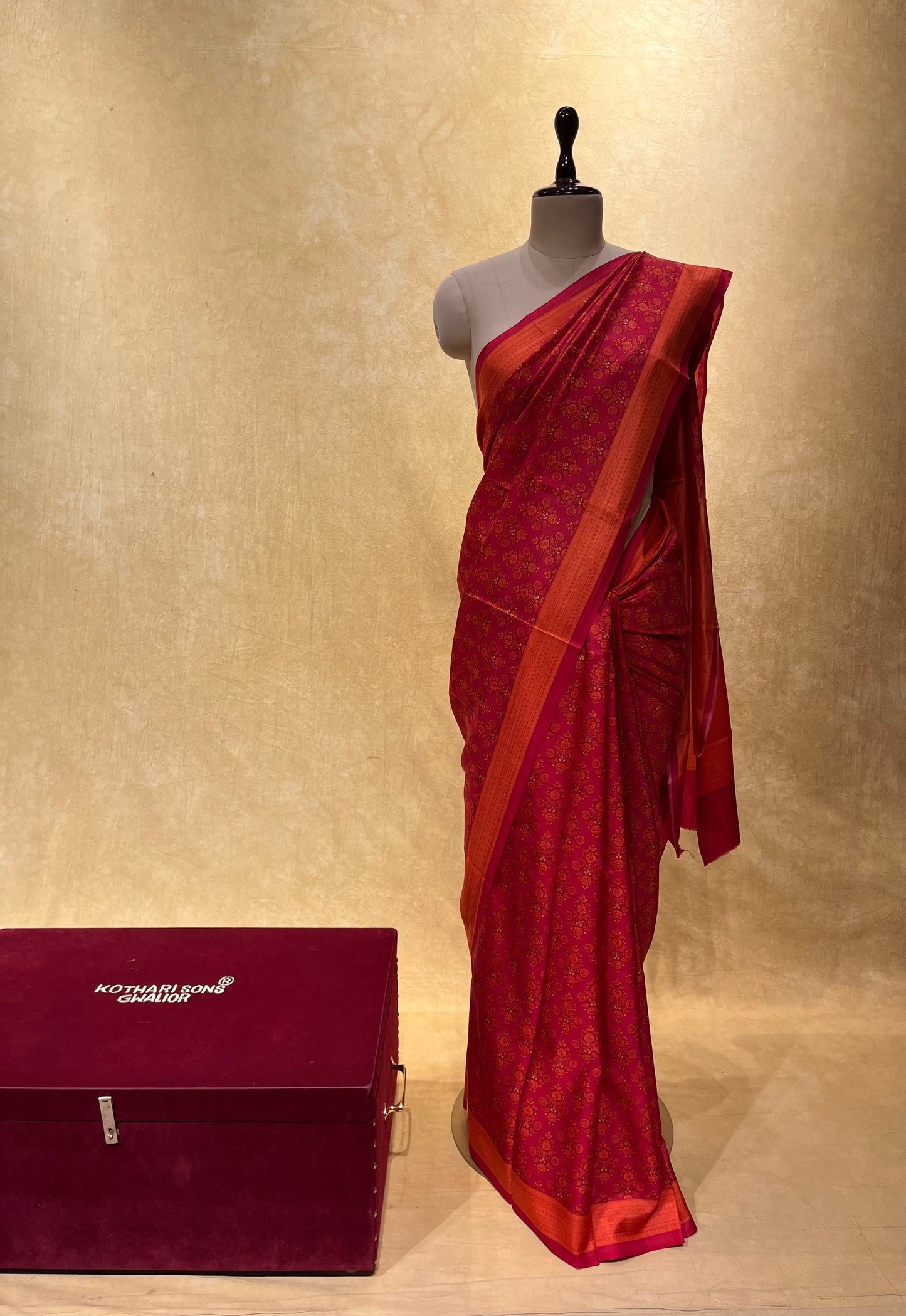 RED COLOUR PRINTED SILK SAREE