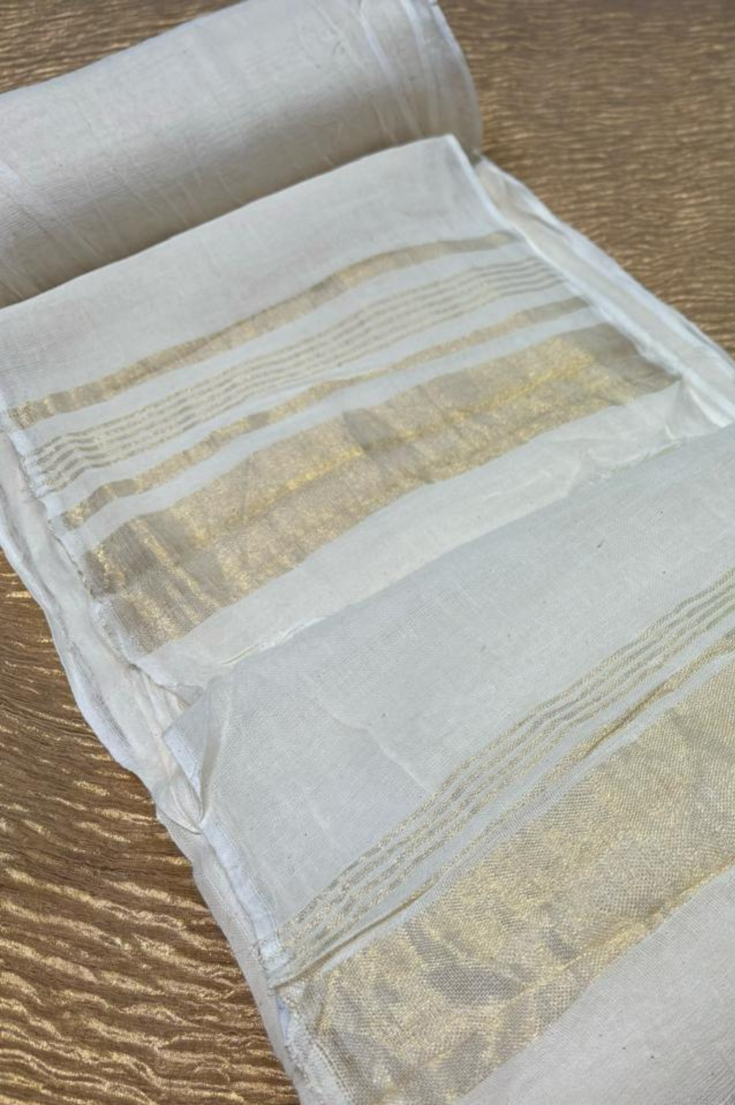 (51 Meters Long) POWERLOOM MARATHA PAGDI - Pure cotton dyeable fabric with two zari turra palla