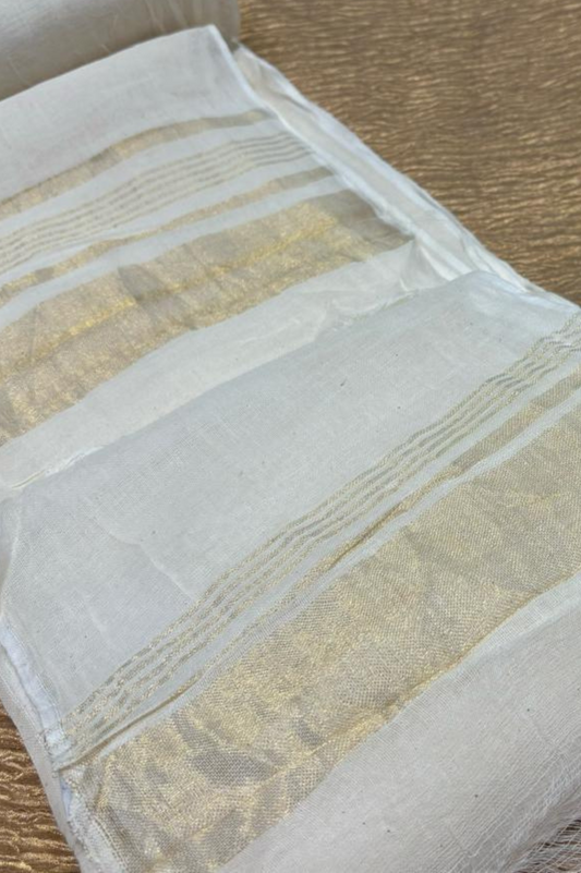 (51 Meters Long) POWERLOOM MARATHA PAGDI - Pure cotton dyeable fabric with two zari turra palla