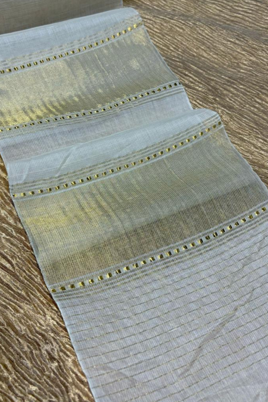 (51 Meters Long) PREMIUM MARATHA PAGDI-Pure cotton (Real zari) dyeable fabric, handloom pagdi with three turra palla