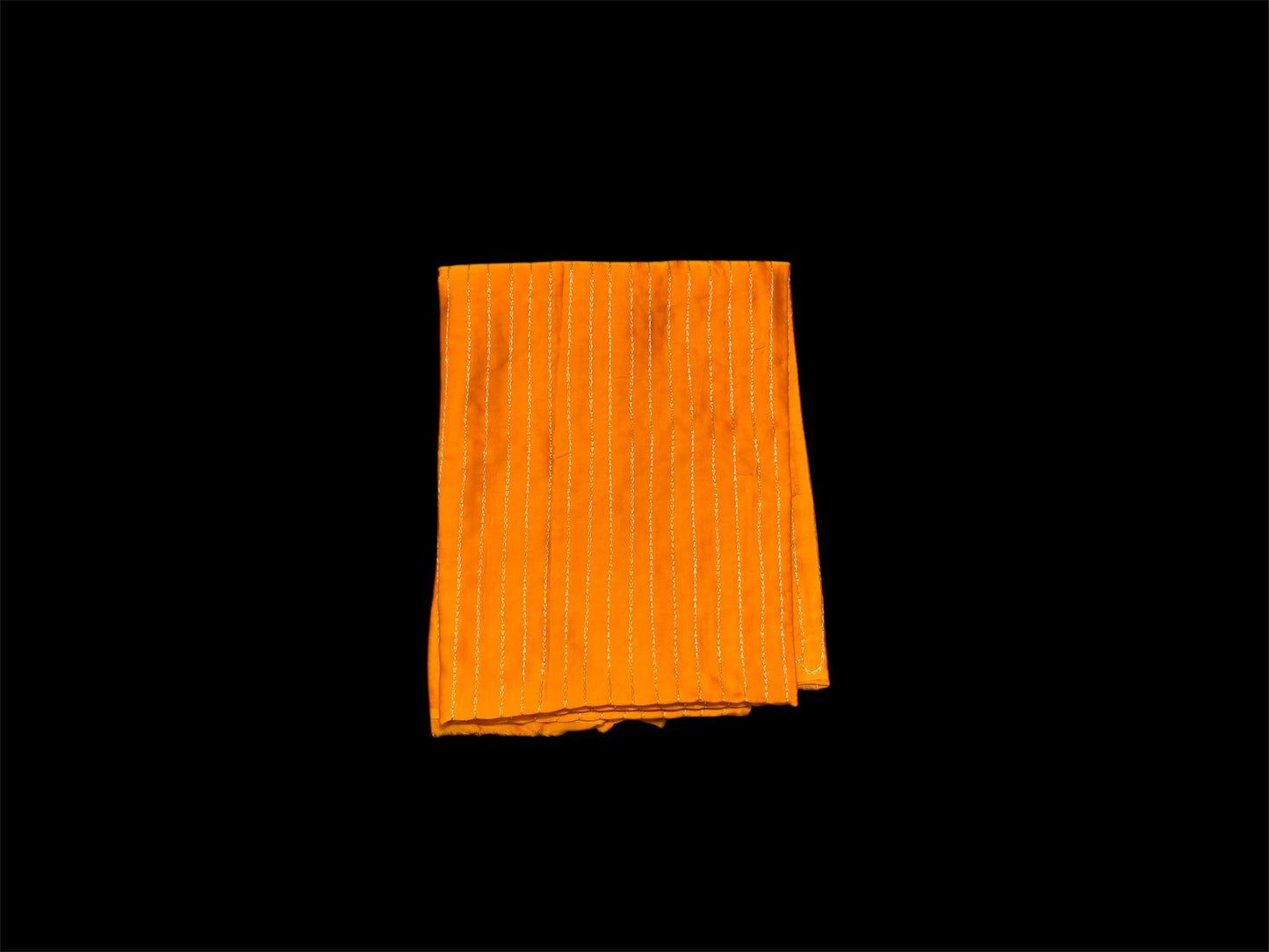 (DELIVERY IN 30 DAYS) ORANGE PURE SATIN SILK POSHAK WITH HAND EMBROIDERED ZARDOZI, KUNDAN & DORI WORK