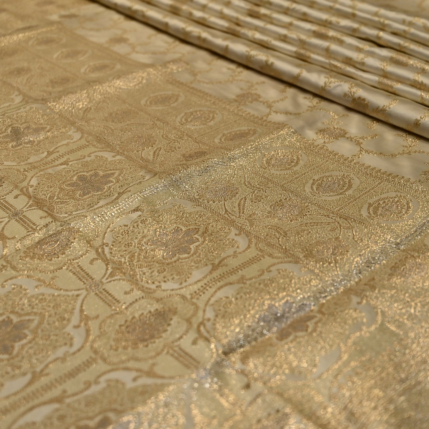 IVORY COLOUR BANARASI SATIN SAREE