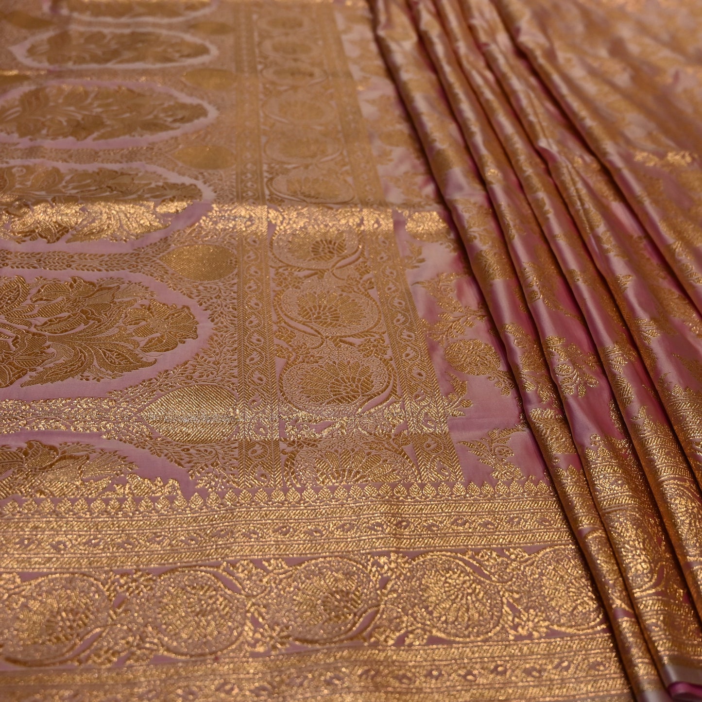 LIGHT PINK BANARASI SATIN SAREE
