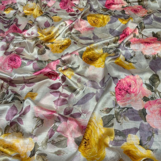 SILK FLORAL PRINTED SAREE WITH MATCHING SELF-PRINTED BLOUSE