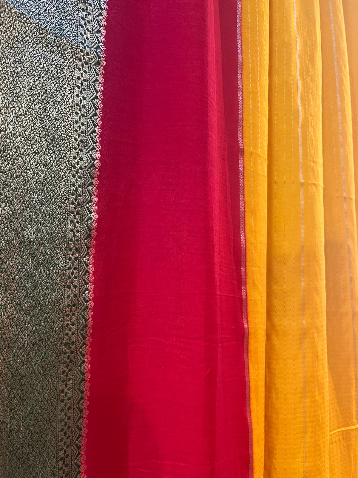 YELLOW MUNGA SILK SAREE WITH MATCHING BLOUSE