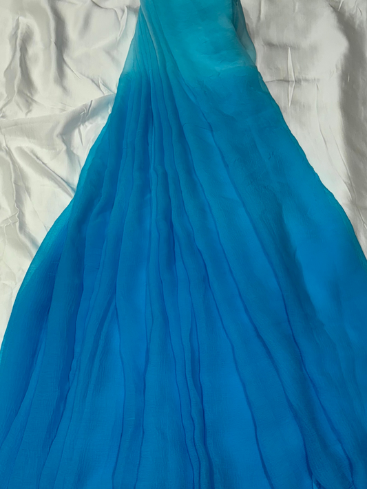 SKY BLUE SHADED CHIFFON SAREE WITH MATCHING BLOUSE