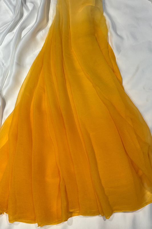 YELLOW SHADED CHIFFON SAREE WITH MATCHING BLOUSE