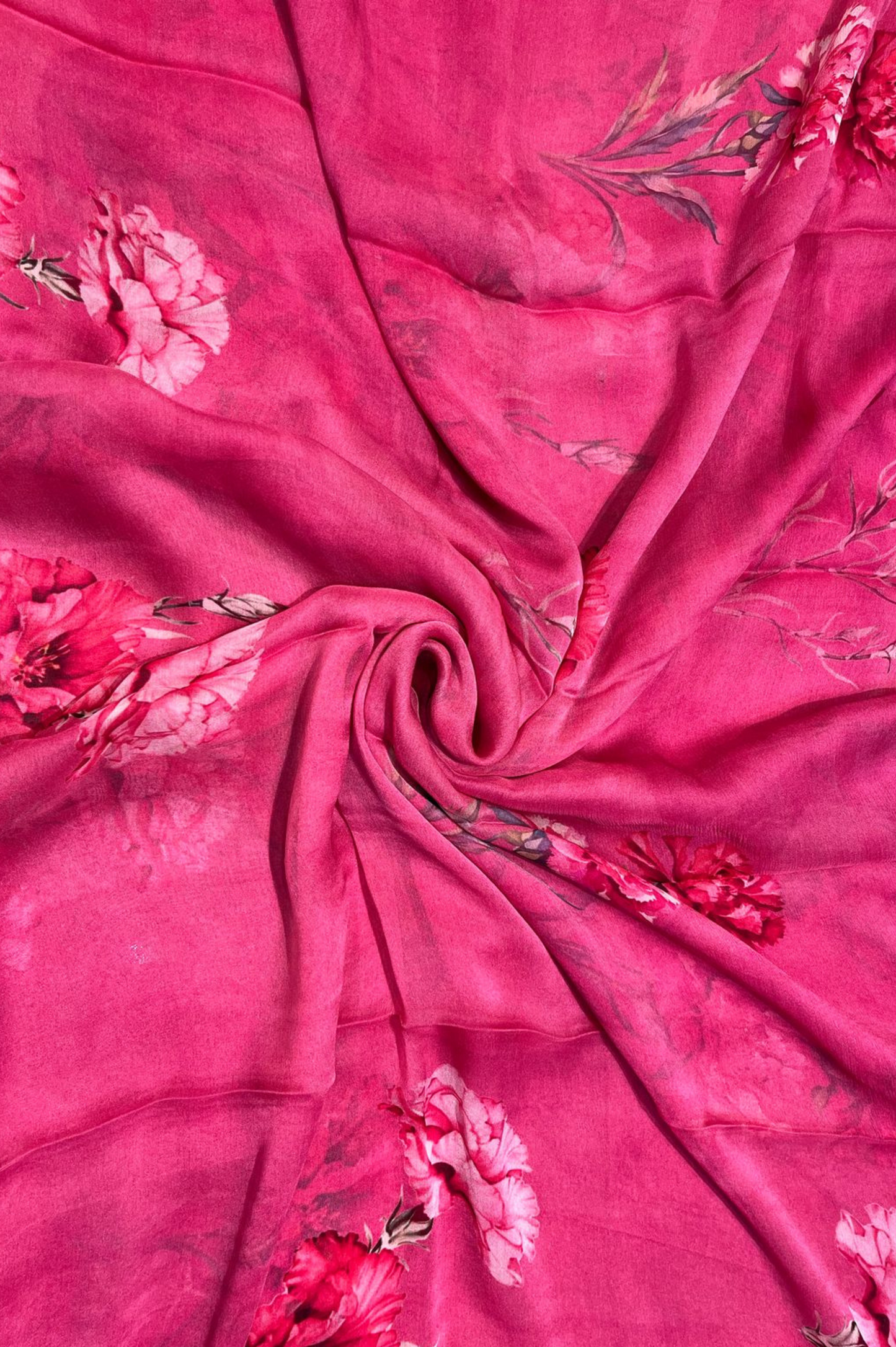 HOT PINK PRINTED (30 gram- PURE CHIFFON SAREE)