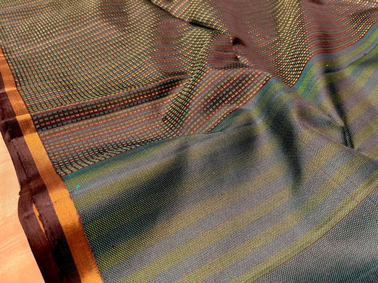 BLACK COLOUR PURE DHARMAVARAM SILK SAREE WITH ZARI BORDER