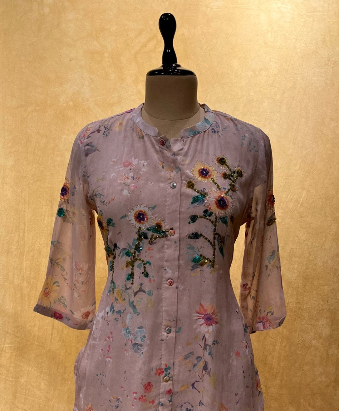 PEACH COLOUR GEORGETTE PRINTED CO-ORDS SET