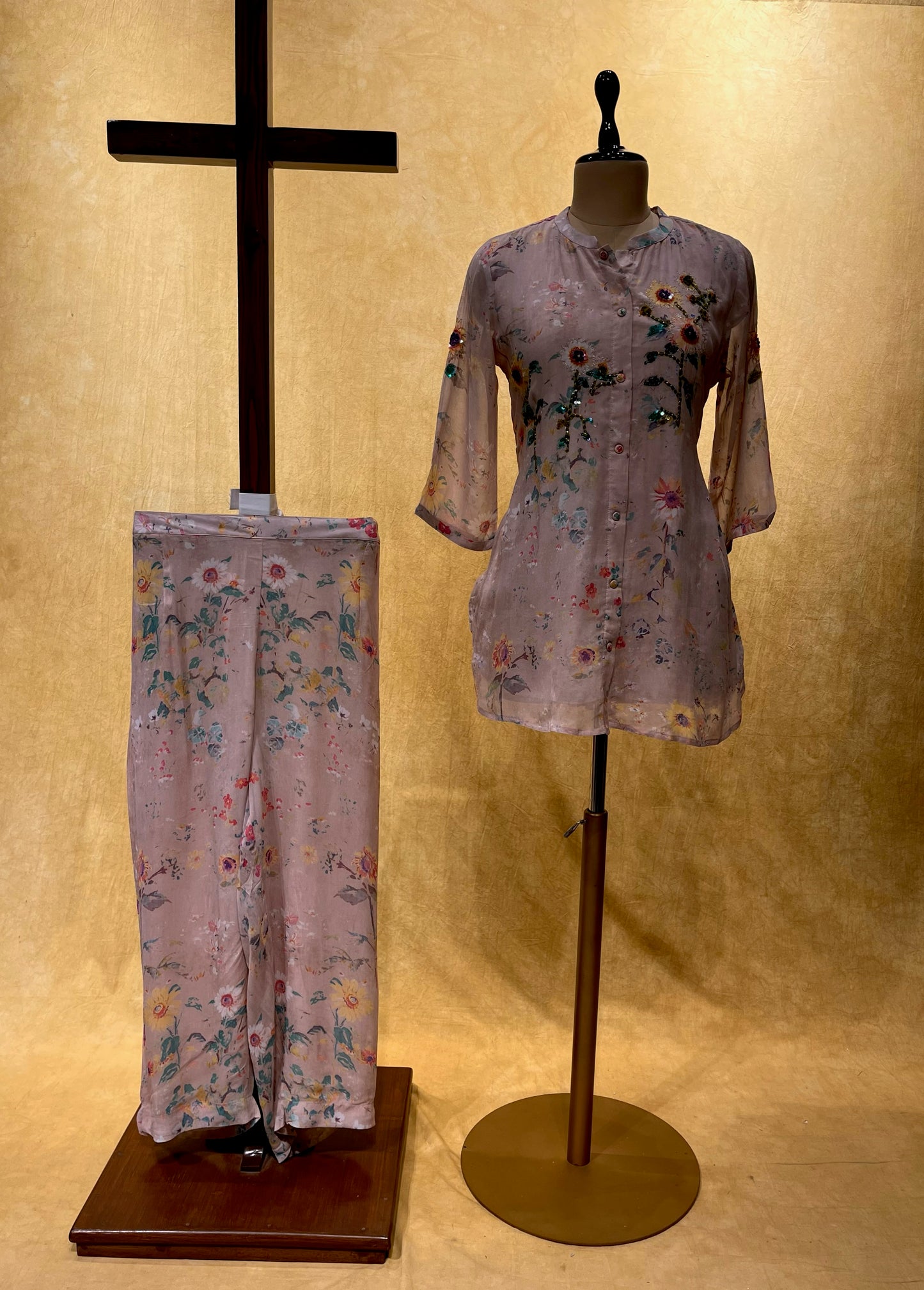 PEACH COLOUR GEORGETTE PRINTED CO-ORDS SET