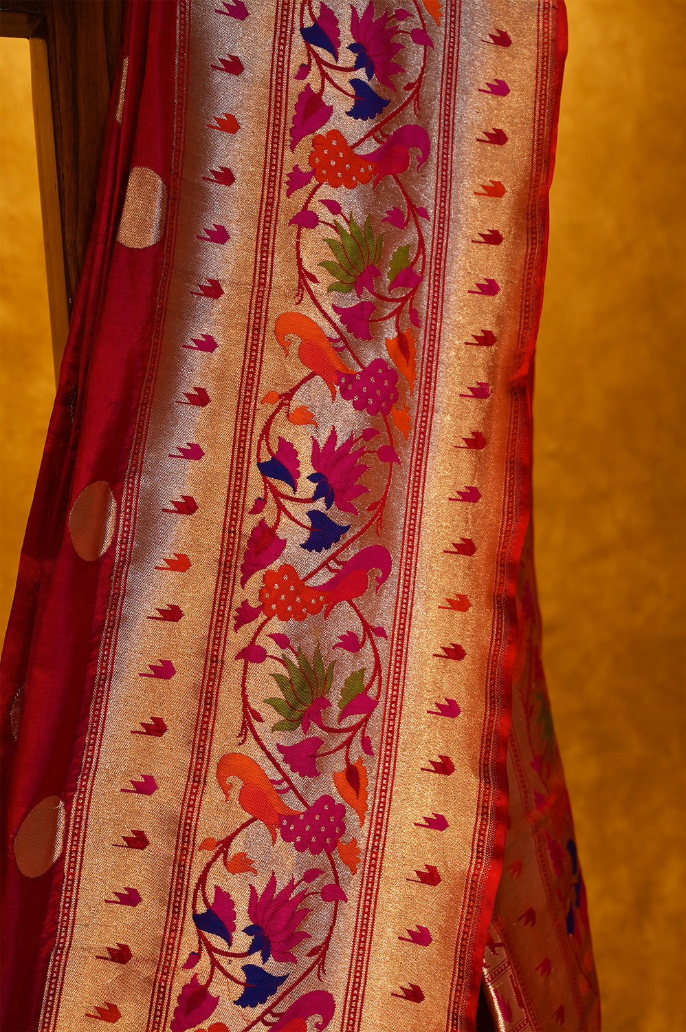 RANI PINK BANARASI SILK SAREE WITH PETHANI ZARI BORDER - Kothari Sons
