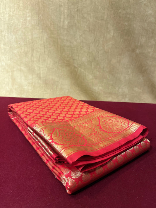 RED COLOUR KANJIVARAM SAREE HIGHLIGHT WITH ZARI WEAVE