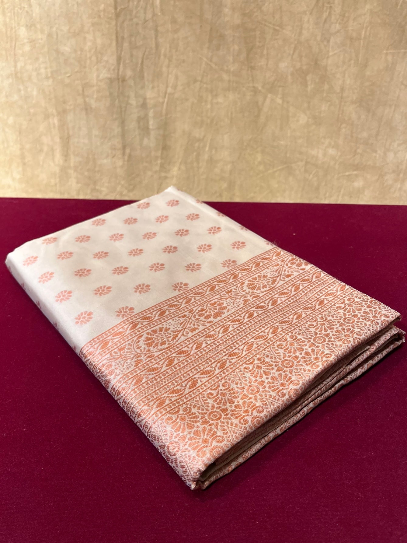 OFF WHITE COLOUR SEMI SILK SAREE WITH ZARI WEAVE
