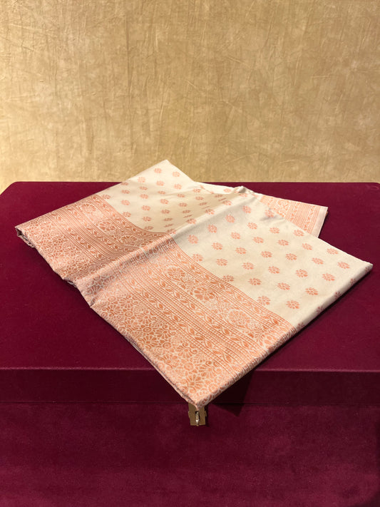 OFF WHITE COLOUR SEMI SILK SAREE WITH ZARI WEAVE