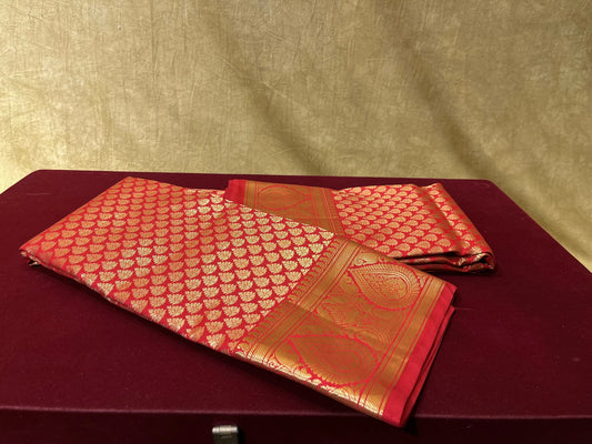 RED COLOUR KANJIVARAM SAREE HIGHLIGHT WITH ZARI WEAVE